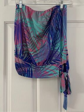 Veronica M Tropical Print Swim Coverup in Teal, Pink & Blue